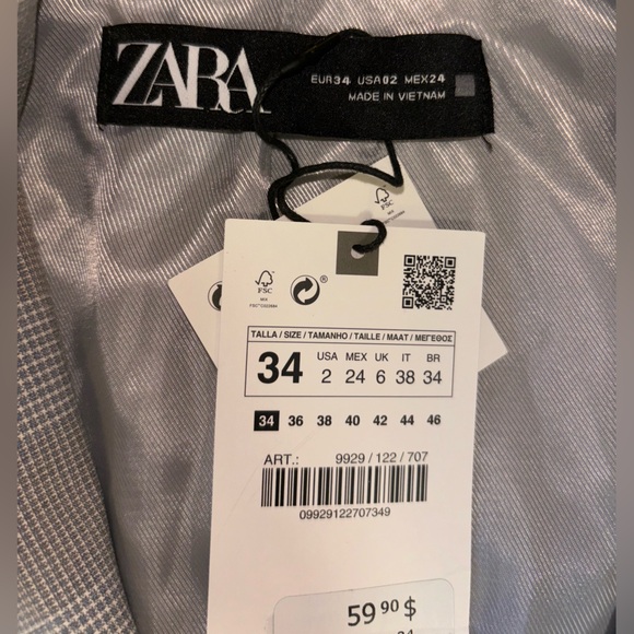 ZARA grey blazer. Size 2. - Picture 2 of 2